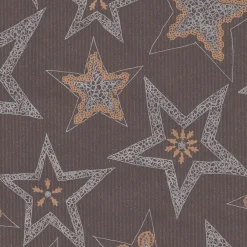 Best DecoWoerner Recyceltes, Dunkeles Kraftpapier Mit Silbernen Sternen – 50 M Geschenkpapier-Rolle braun