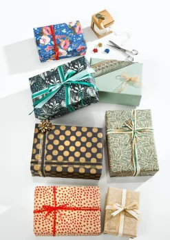 Clearance DecoWoerner Recyceltes Kraftpapier Mit en Palmwedeln – 50 M Geschenkpapier-Rolle grün