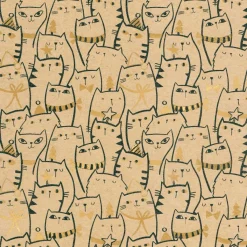 Outlet DecoWoerner Recyceltes Kraftpapier Mit Katzen & Goldenen Details – 50 M Geschenkpapier-Rolle braun