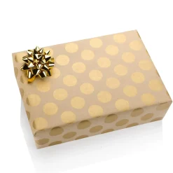 Online DecoWoerner Recyceltes Kraftpapier Mit enen Punkten – 50 M Geschenkpapier-Rolle gold