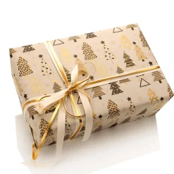Clearance DecoWoerner Recyceltes Kraftpapier Mit Weihnachtsbäumen In Beige, Schwarz & Gold – 50 M Geschenkpapier-Rolle braun