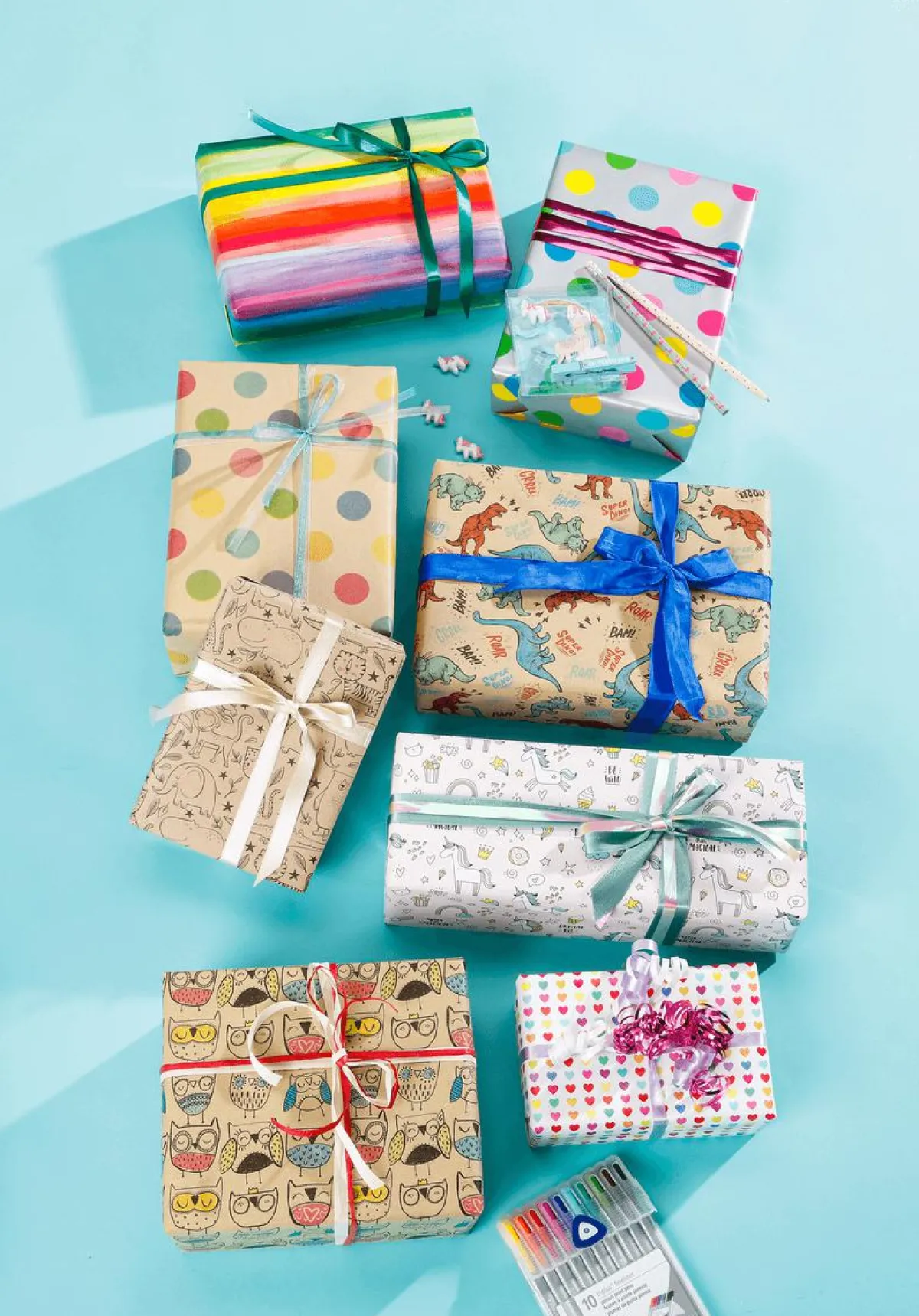 Sale DecoWoerner Recyceltes Kraftpapier Mit Bunten Eulen – 50 M Geschenkpapier-Rolle mehrfarbig