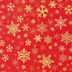 New DecoWoerner Recyceltes, es Kraftpapier Mit Goldenen Schneeflocken – 50 M Geschenkpapier-Rolle rot