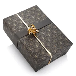 DecoWoerner Recyceltes, es Kraftpapier Mit Goldenem Fächermotiv – 50 M Geschenkpapier-Rolle schwarz