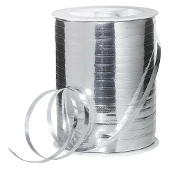 Sale DecoWoerner Ringelband Metallic, 5 Mm, 250 M, silber