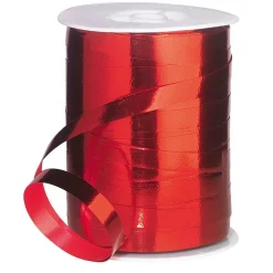 New DecoWoerner Ringelband Metallic, 10 Mm, 250 M, rot