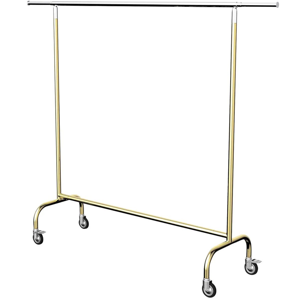 New DecoWoerner Roll-Kleiderständer MASSIV Höhenverstellbar 150-220 Cm gold