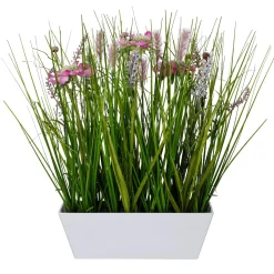 Outlet DecoWoerner Wiesenblumen Im Eleganten Weißen Topf 38 Cm Hoch rosa