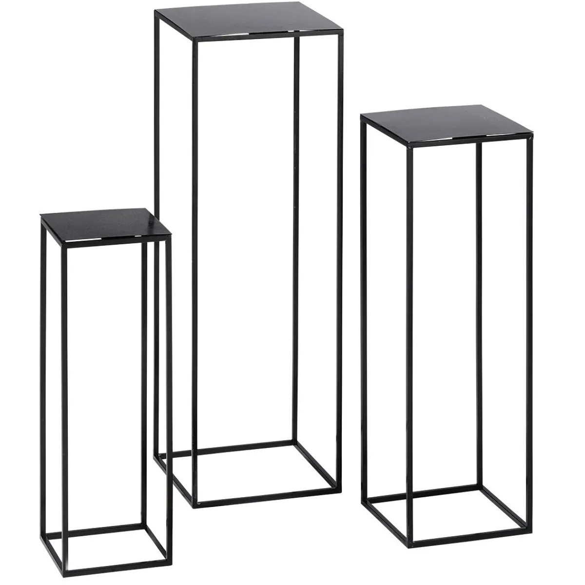 Hot DecoWoerner Rostfreie Metall-Beistell-Tische 3teilig 60, 75, 90 Cm Hoch schwarz