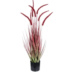 Discount DecoWoerner es Deko-Federborstengras Im Schwarzen Topf 90 Cm rot