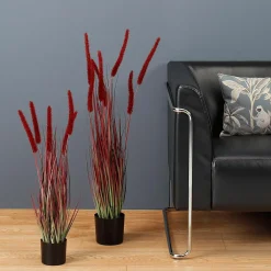 Discount DecoWoerner es Deko-Federborstengras Im Schwarzen Topf 90 Cm rot