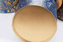 Hot DecoWoerner Runde Metall-Laternen, Set à 3 Stück blau