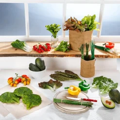 Sale DecoWoerner Salatblätter -rot Lebensmittel-Attrappe, Pack à 6 Stück grün
