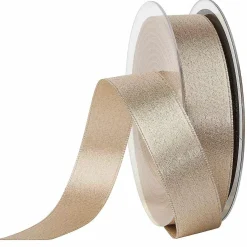 DecoWoerner Satinband Glitter, 25 Mm, 20 M, Creme weiß