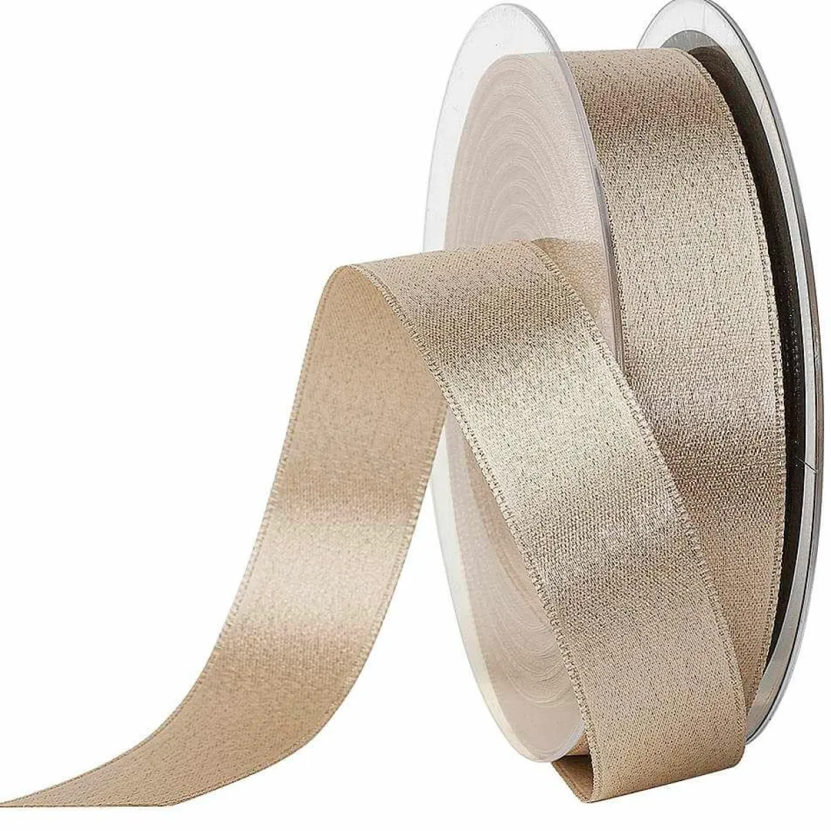 DecoWoerner Satinband Glitter, 25 Mm, 20 M, Creme weiß