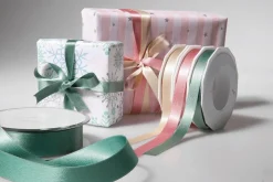 Clearance DecoWoerner Satinband Glitter, 15 Mm, 20 M, Mint grün