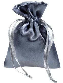 Discount DecoWoerner Satinsäckchen 10 Cm, 30 Stück, Grau