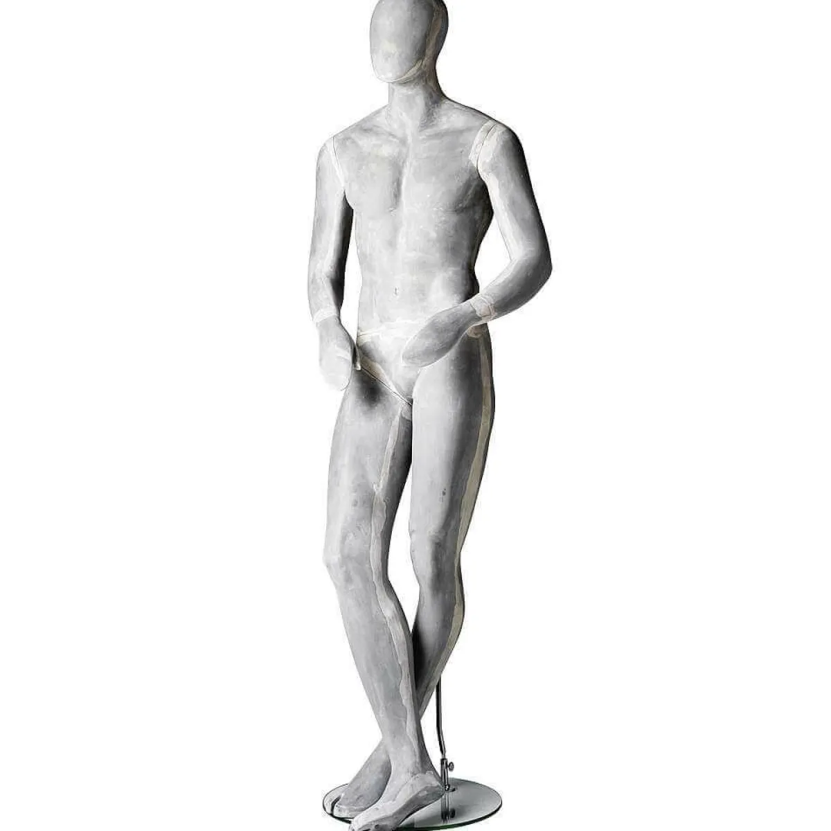 Outlet DecoWoerner Schaufensterpuppe Mann SCULPTURE Bein überkreuzt Beton-Optik mehrfarbig