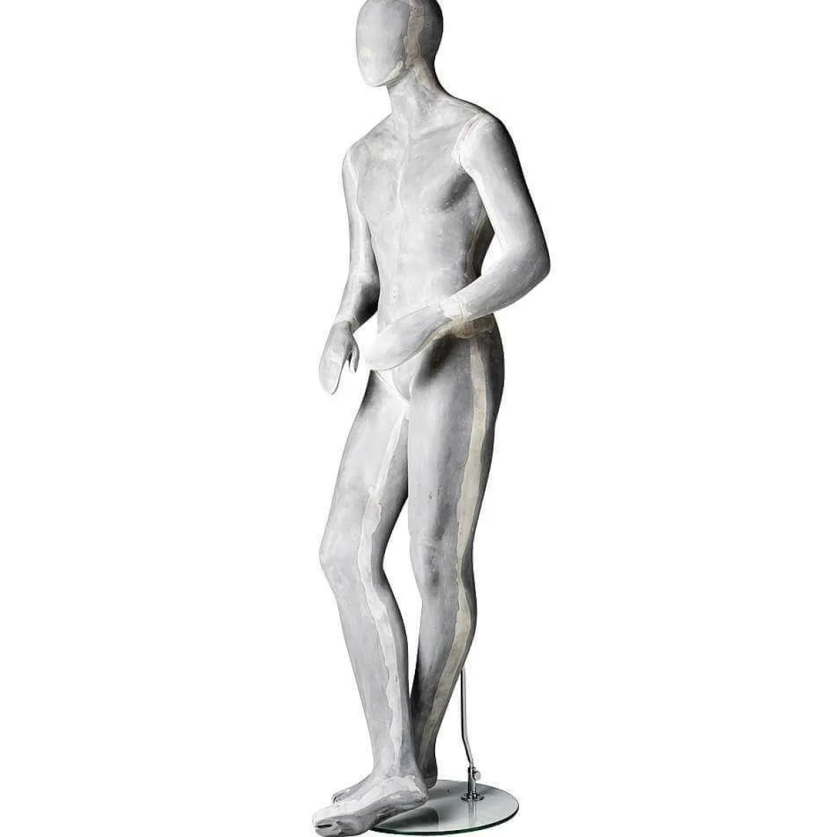 Outlet DecoWoerner Schaufensterpuppe Mann SCULPTURE Bein überkreuzt Beton-Optik mehrfarbig