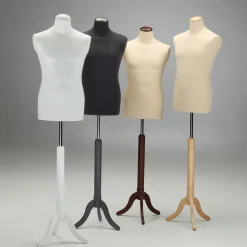 Sale DecoWoerner Schneiderpuppe Männlich Ecru Auf Hell Eiche-Dreibeinständer 148 - 178 Cm Hoch Beige