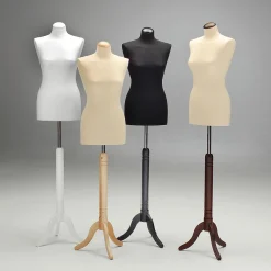 Best DecoWoerner Schneiderpuppe Weiblich Wallnuss-Dreibeinständer 148 - 178 Cm Hoch braun