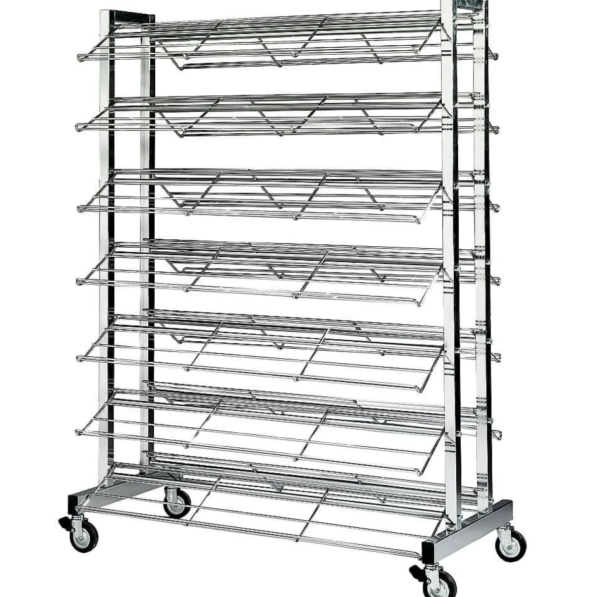 Best DecoWoerner Schuhständer Fahrbar, Ca. 70 Paar Schuhe silber