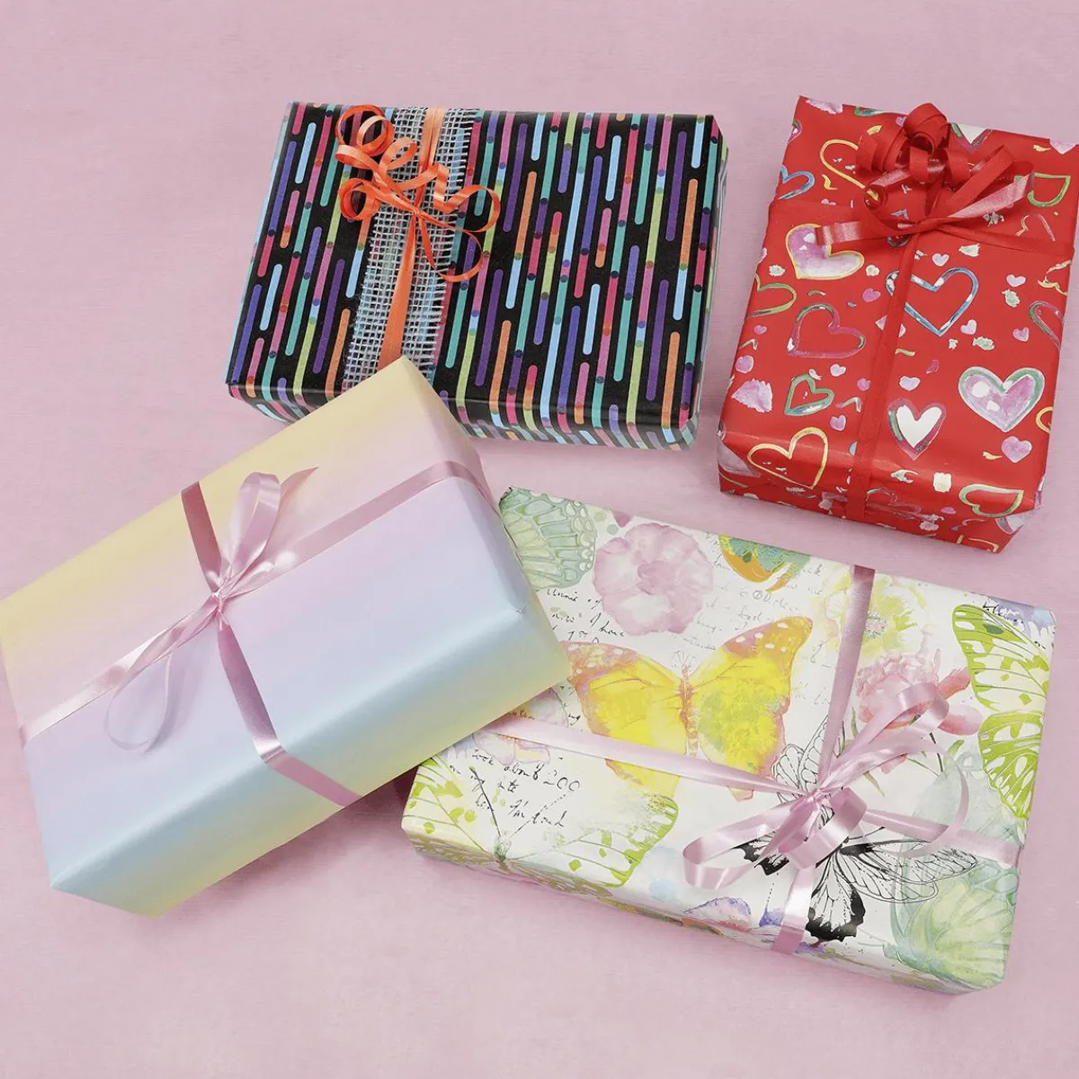 Sale DecoWoerner es Geschenkpapier Bunt Gestreift, 50 Cm, 50 M schwarz