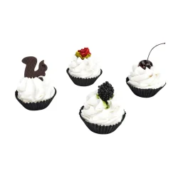 Discount DecoWoerner -Weiße Mini Cupcakes Lebensmittel Attrappen 4 Stück schwarz