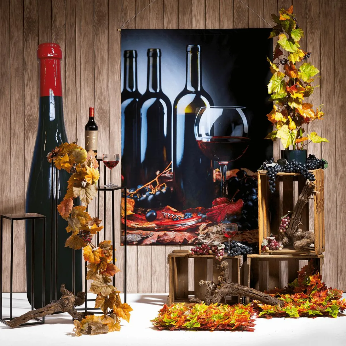 Clearance DecoWoerner Schwer Entflammbarer Stoffbanner "Rotwein" Aus Fahnenstoff 100 X 140 Cm schwarz