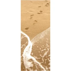 Outlet DecoWoerner Schwer Entflammbarer Stoffbanner "Fußspuren Im Sand" Aus Fahnenstoff 75 X 180 Cm Beige