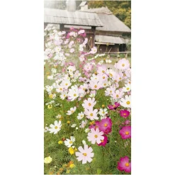 Clearance DecoWoerner Schwer Entflammbarer Stoffbanner "Blumenwiese" Aus Fahnenstoff 100 X 200 Cm rosa