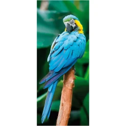 Clearance DecoWoerner Schwer Entflammbarer Stoffbanner "er Ara Papagei" Aus Fahnenstoff 75 X 180 Cm blau