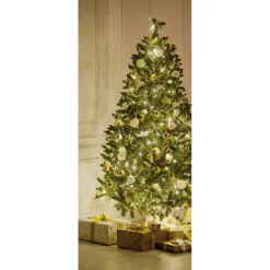 DecoWoerner Schwer Entflammbarer Stoffbanner " Geschmückter, Beleuchteter Weihnachtsbaum" Aus Fahnenstoff 75 X 180 Cm gold