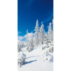 Best DecoWoerner Schwer Entflammbarer Stoffbanner "Beschneite Wintertannen" Aus Fahnenstoff 100 X 200 Cm weiß