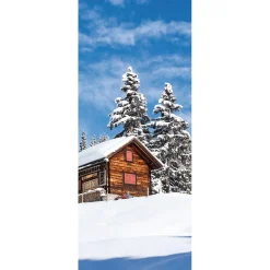 Clearance DecoWoerner Schwer Entflammbarer Stoffbanner "Skihütte" Aus Fahnenstoff 75 X 180 Cm braun