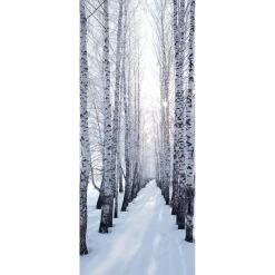 Sale DecoWoerner Schwer Entflammbarer Stoffbanner "Winterbirkenallee" Aus Fahnenstoff 75 X 180 Cm weiß