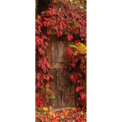Online DecoWoerner Schwer Entflammbarer Stoffbanner "Holztür Mit em Wein" Aus Fahnenstoff 75 X 180 Cm rot