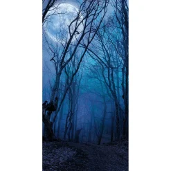 Discount DecoWoerner Schwer Entflammbarer Stoffbanner "Nachtwald Bei Vollmond" Aus Fahnenstoff 100 X 200 Cm blau