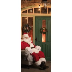 Hot DecoWoerner Schwer Entflammbarer Stoffbanner "Weihnachtsmann Im Sessel" Aus Fahnenstoff 75 X 180 Cm rot