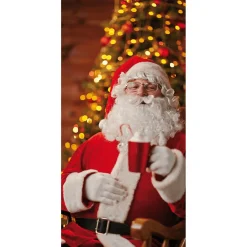 Sale DecoWoerner Schwer Entflammbarer Stoffbanner "Weihnachtsmann Mit Heißer Schokolade" Aus Fahnenstoff 100 X 200 Cm rot