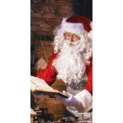 Outlet DecoWoerner Schwer Entflammbarer Stoffbanner "Weihnachtsmann Mit Buch" Aus Fahnenstoff 100 X 200 Cm rot