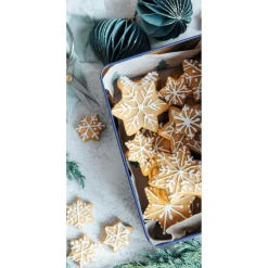 Discount DecoWoerner Schwer Entflammbarer Stoffbanner "Plätzchendose Mit Schneeflockenkeksen" Aus Fahnenstoff 100 X 200 Cm Beige