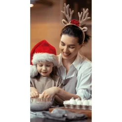 Clearance DecoWoerner Schwer Entflammbarer Stoffbanner "Mutter-Tochter-Weihnachtsbäckerei" Aus Fahnenstoff 100 X 200 Cm rot