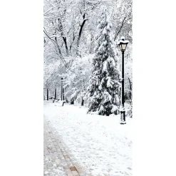 Sale DecoWoerner Schwer Entflammbarer Stoffbanner "Winterpark" Aus Fahnenstoff 100 X 200 Cm weiß