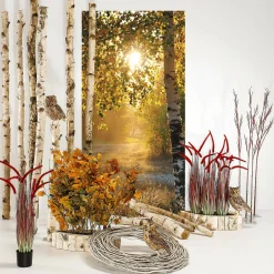 Outlet DecoWoerner Schwer Entflammbarer Stoffbanner "Herbstbirken" Aus Fahnenstoff 100 X 200 Cm gelb
