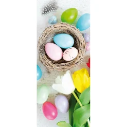 Discount DecoWoerner Schwer Entflammbarer Stoffbanner Bunte Ostereier Und Tulpen Aus Fahnenstoff 75 X 180 Cm mehrfarbig
