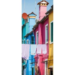 Clearance DecoWoerner Schwer Entflammbarer Stoffbanner „Venedigs Bunte Häuser Und Frische Wäsche“ Aus Fahnenstoff 75 X 180 Cm mehrfarbig