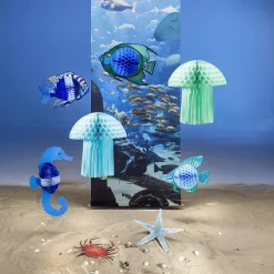 Online DecoWoerner Schwer Entflammbarer Stoffbanner „Unterwasserlandschaft Im Aquarium“ Aus Fahnenstoff 75 X 180 Cm blau