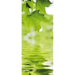 Best DecoWoerner Schwer Entflammbarer Stoffbanner „Ahornblätter Und Wasser“ Aus Fahnenstoff 75 X 180 Cm grün