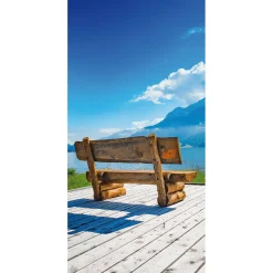 Discount DecoWoerner Schwer Entflammbarer Stoffbanner „Holzbank Am See“ Aus Fahnenstoff 100 X 200 Cm braun